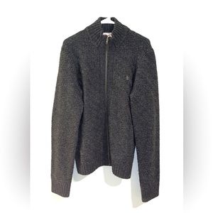 Original Penguin - Dark Grey Knit Zip-Up Sweater
